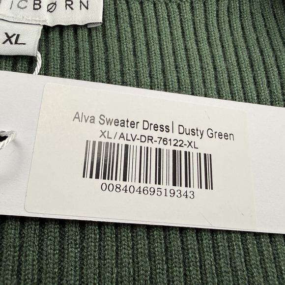 Baltic Born NWT Alva Sweater Midi Dress XL Dusty Green Square Neck Crinkle Boho - Picture 6 of 16